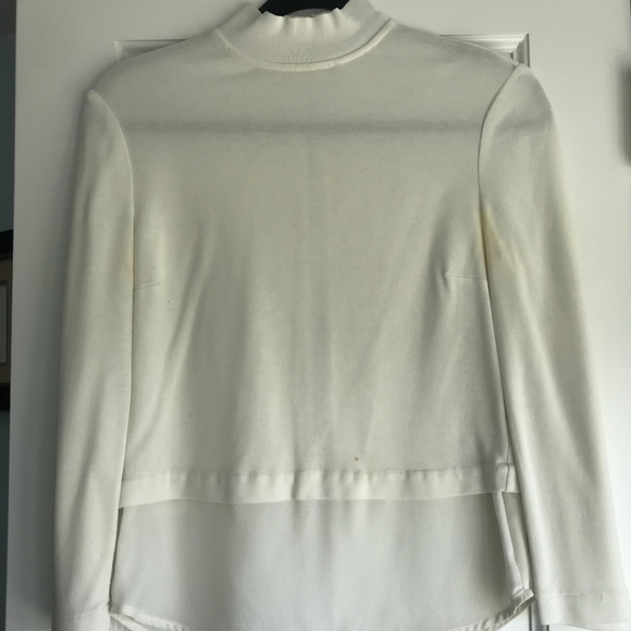 A.L.C. White Silk Mock Turtleneck with Exposed Zip - Picture 1 of 5